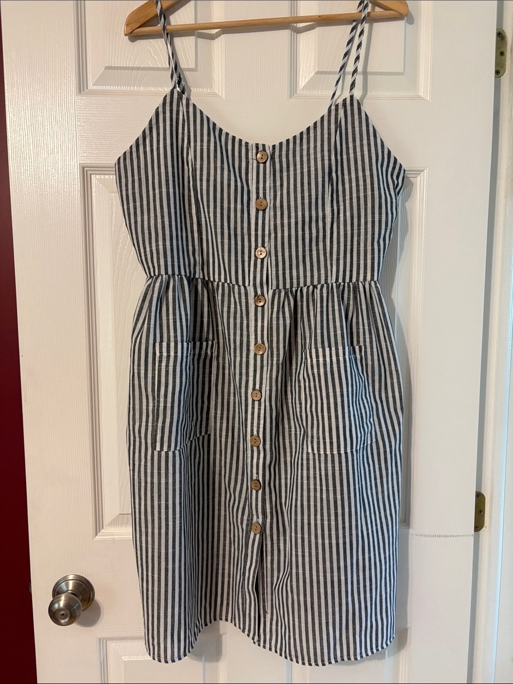 Ladies' Striped Button-Front Sundress - Blue & White